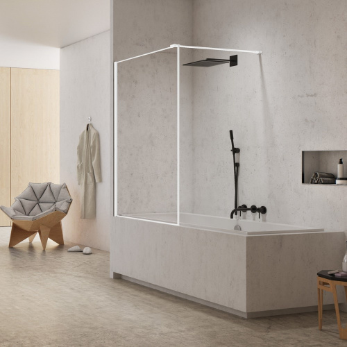 Душевая шторка на ванну New Trendy NEW MODUS White EXK-2351-WP 90х150 стекло прозрачное профиль белый ориентация универсальная - фото 2