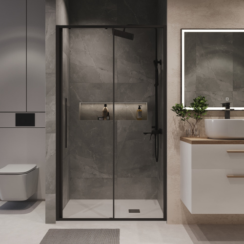 Душевая дверь Niagara Nova NG-84-13AB 130х195 стекло прозрачное профиль черный матовый - фото 4