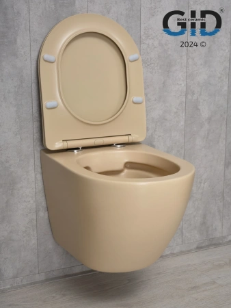 Унитаз подвесной Gid Convexo 62210Y бежевый с сиденьем микролифт безободковый смыв торнадо