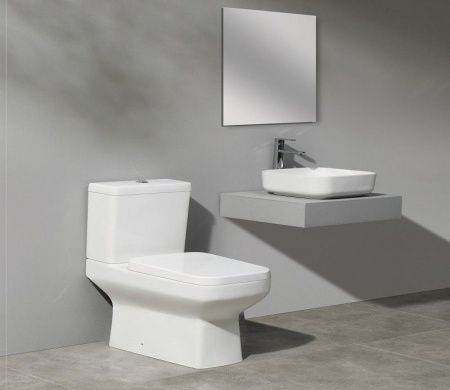 Раковина из сантехнического фаянса CeramaLux D1303 40х40 накладная цвет белый без отверстий под смеситель