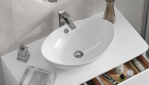 Раковина из фаянса Velvex 7027A 57х39 накладная цвет белый без отверстий под смеситель - фото 5