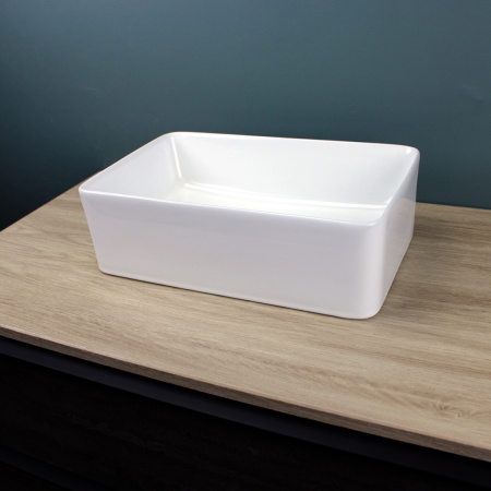 Раковина из сантехнического фарфора Teymi Helmi T50304 38х24 накладная цвет белый без отверстий под смеситель