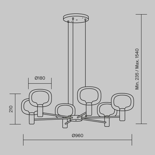 Светильник подвесной Maytoni Vision Modern MOD411PL-06G - фото 3