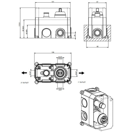 Встраиваемая часть для смесителя Gessi Emporio Via manzoni 38669#299