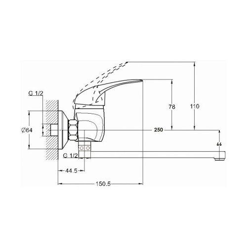 Смеситель для кухни G.Lauf KLO KLO12-A048 настенный хром - фото 3