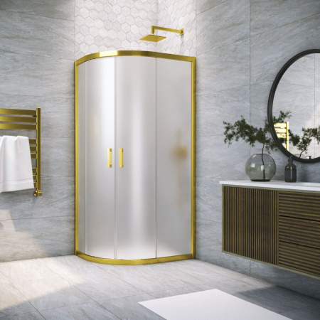 Душевой уголок Vegas-Glass ZS-F TUR+NOVO ZS-F TUR NOVO 120*90 09 10 120х90 стекло матовое профиль золото глянцевое без поддона