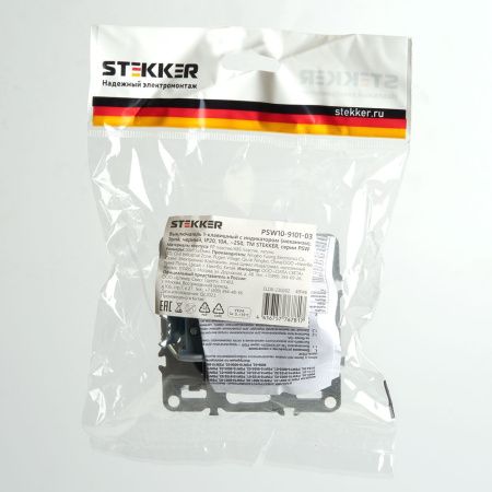 Выключатель 1-клавишный c индикатором Stekker Эрна 49146