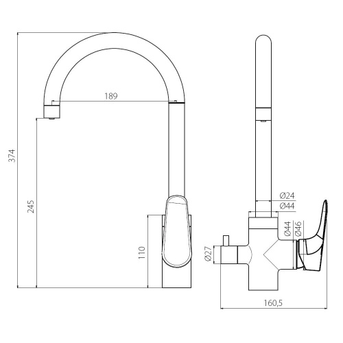 Смеситель для кухни Damixa Merkur 400730000 на раковину/на столешницу хром без термостата - фото 5