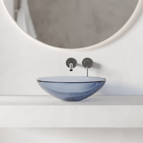 Раковина из полиэфирной смолы ABBER Kristall AT2802Saphir 50х35 накладная цвет синий без отверстий под смеситель - фото 2