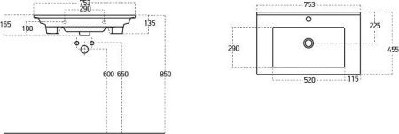 Раковина из сантехнического фаянса Stworki Хаммель 9075-KL 80х50 накладная цвет белый 1 отверстие под смеситель