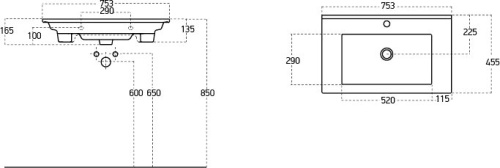 Раковина из санфаянса Stworki Хаммель 9075-KL 75х46 накладная цвет белый глянцевый - фото 2
