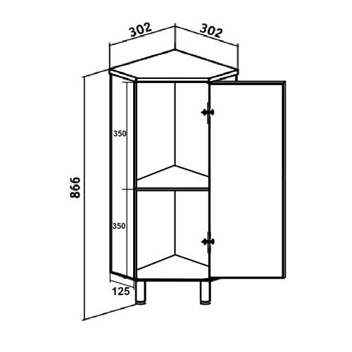 Шкаф-пенал RUNO ЭКОНОМ 00000000005 30х30х87 напольный цвет белый - фото 3