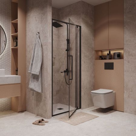 Душевая дверь Niagara Nova NG-85-8AB 80х195 стекло прозрачное профиль черный