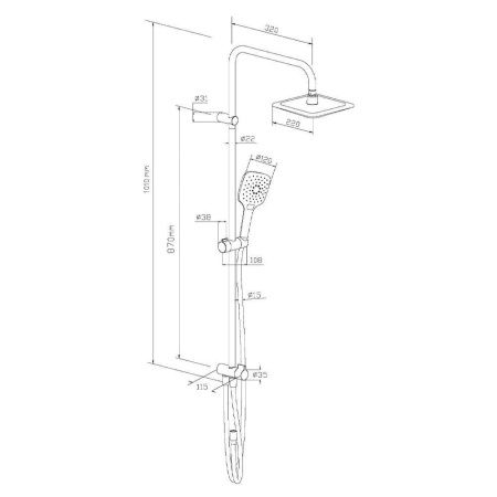 Душевая стойка Damixa Eclipse 931000000 настенная цвет хром/серый