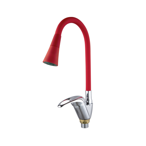 Смеситель для кухни Fashun A4403+A7358 на мойку хром/красный - фото 2