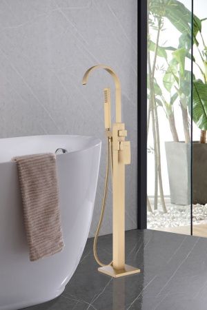Смеситель Abber Wasserfall AF8615G напольный золото