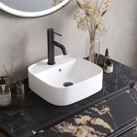 Раковина керамическая Cezares CZR-6615-BO 40х40 накладная цвет белый 1 отверстие под смеситель