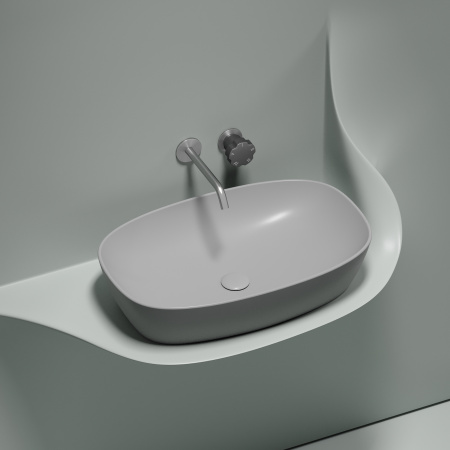 Раковина из сантехнического фарфора Ceramica Nova ELEMENT CN6049MSG 60х38 накладная цвет серый матовый без отверстий под смеситель