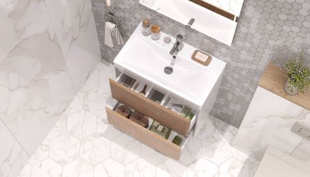 Тумба под раковину Velvex GESSO tpGES.70.2Y-25.21 70х40 подвесная цвет коричневый/белый