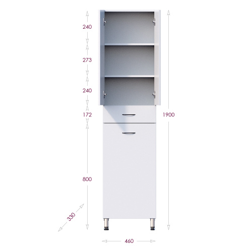 Шкаф-пенал Onika Модерн 404601 46х33х190 - фото 3