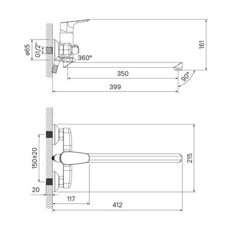 Смеситель для ванны и душа IDDIS Zodiac ZODSBL2i10WA настенный хром