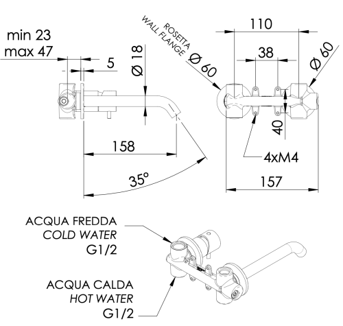 Смеситель для раковины Daniel Tokyo TK632P15 встраиваемый в стену черный - фото 2