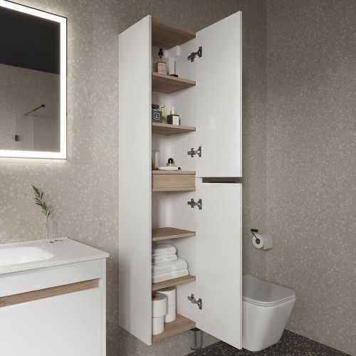 Шкаф-пенал Sancos Smart PSM35W 35х30х160 подвесной цвет белый - фото 2