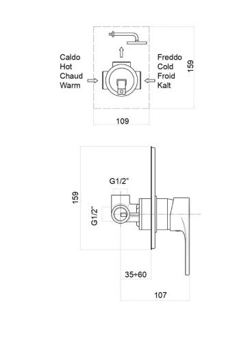 Смеситель для ванны и душа Fiore 75CR6515 встраиваемый в стену хром с термостатом - фото 3