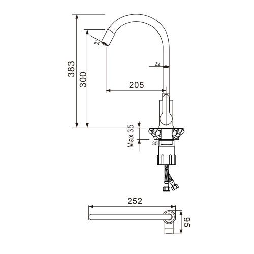 Смеситель для кухни Maretti Project PC31RGZ32 на мойку хром/черный - фото 3