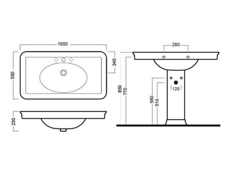Раковина из сантехнического фаянса Hatria DOLCEVITA Y0F001 100х60 подвесная цвет белый