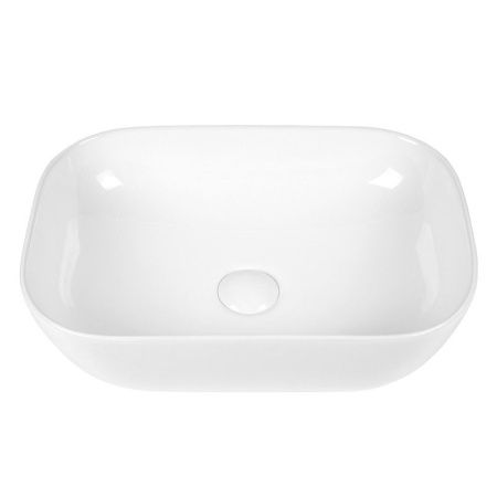 Раковина из сантехнического фарфора Bond Cube S54-450 50х30 накладная цвет белый без отверстий под смеситель