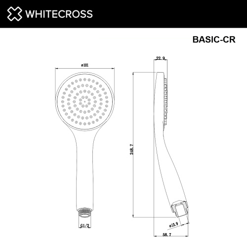 Душевая лейка Whitecross  BASIC-CR округлая - фото 2