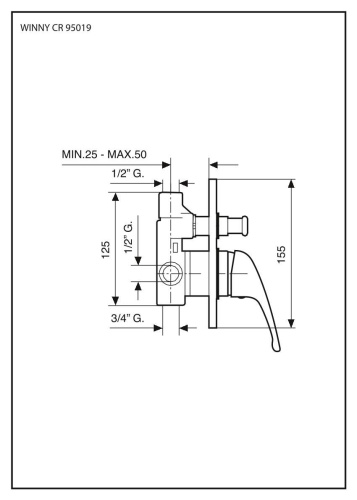 Смеситель Emmevi Winny 95019/CR встраиваемый в стену хром - фото 2
