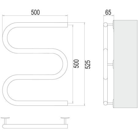 Полотенцесушитель электрический Terminus 4620768883910 50х55 хром