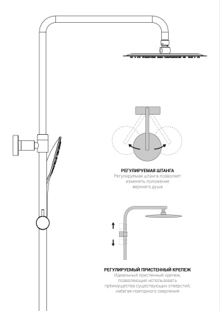 Душевая стойка Vincea Next VSFS-1N1TCH настенная цвет хром с термостатом