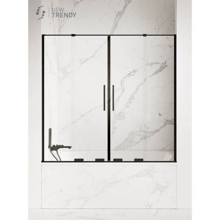 Душевая шторка на ванну New Trendy Smart Black EXK-4207 130х150 стекло прозрачное профиль черный ориентация универсальная