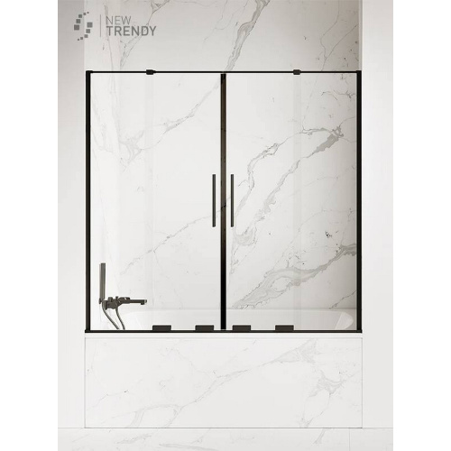 Душевая шторка на ванну New Trendy Smart Black EXK-4211 170х150 стекло прозрачное профиль черный ориентация универсальная - фото 2