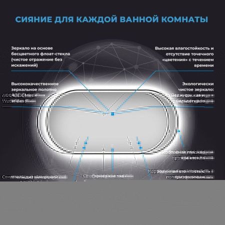 Зеркало с подсветкой Wellsee 7 Rays' Spectrum 172201630 100х60 подвесное