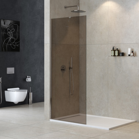 Душевая перегородка Cezares LIBERTA LIBERTA-L-1-TB-100-BR-Cr 100х195 стекло тонированное профиль хром глянцевый