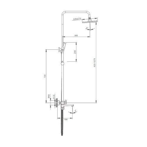 Душевая стойка Splenka S02.24 настенная цвет хром - фото 3