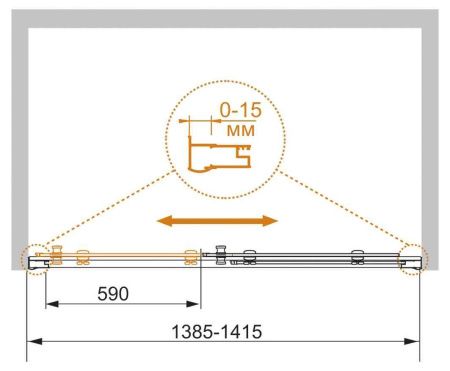 Душевая дверь Cezares PRATICO PRATICO-BF-1-140-C-Cr 140х185 стекло прозрачное профиль хром