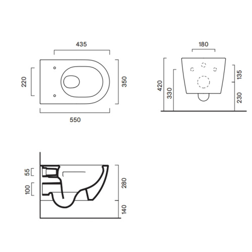 Чаша унитаза подвесная Catalano Sfera 511550001 цвет белый без сиденья безободковая смыв торнадо - фото 2