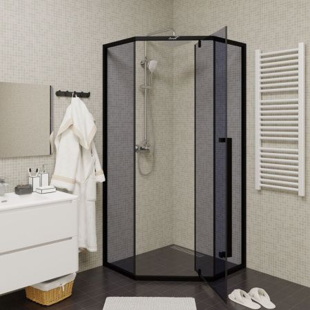 Душевой уголок Cerutti SPA C3AB 90х90 стекло прозрачное профиль черный без поддона
