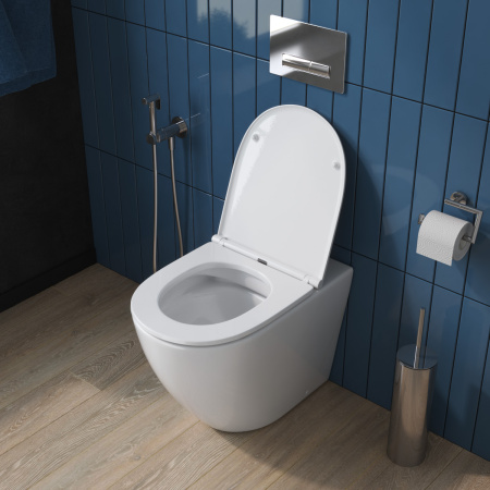 Унитаз приставной BelBagno SFERA-R BB2141CBR/BB870SC белый с сиденьем микролифт безободковый каскадный смыв