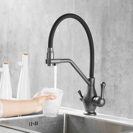 Смеситель для кухни Rose R858Y на мойку оружейная сталь