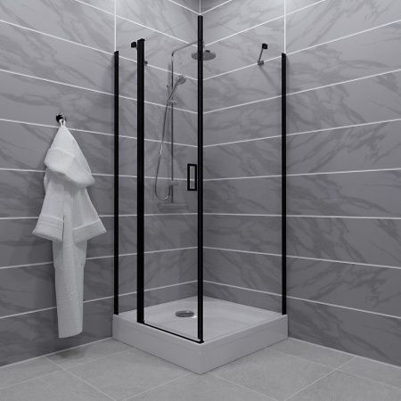 Душевой уголок Тритон Йота Щ0000054037 90х90 стекло прозрачное профиль черный с поддоном
