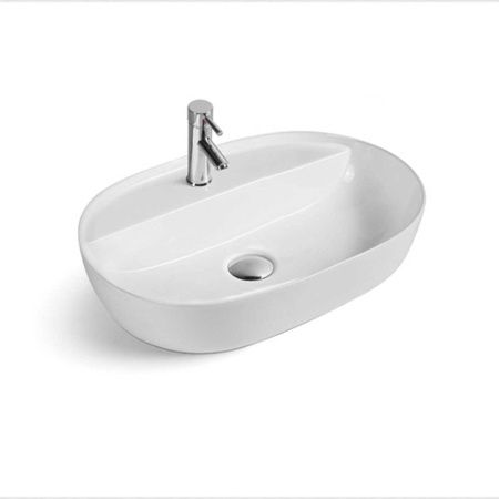 Раковина из сантехнического фарфора Vincea VBS-122 60х40 накладная цвет белый 1 отверстие под смеситель