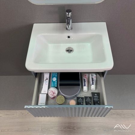 Тумба с раковиной Alavann Wave ALV1111000 60х50 подвесная цвет серый