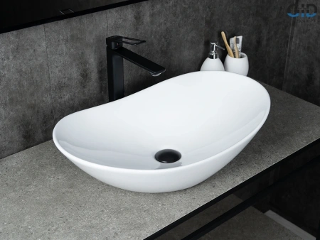 Раковина керамическая Gid Lago 51175 60х40 накладная цвет белый без отверстий под смеситель