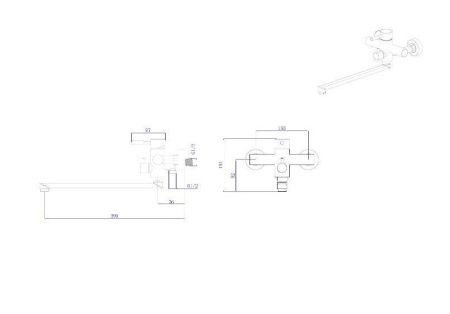 Смеситель для ванны Rush Melos SUS1101-51Black настенный черный